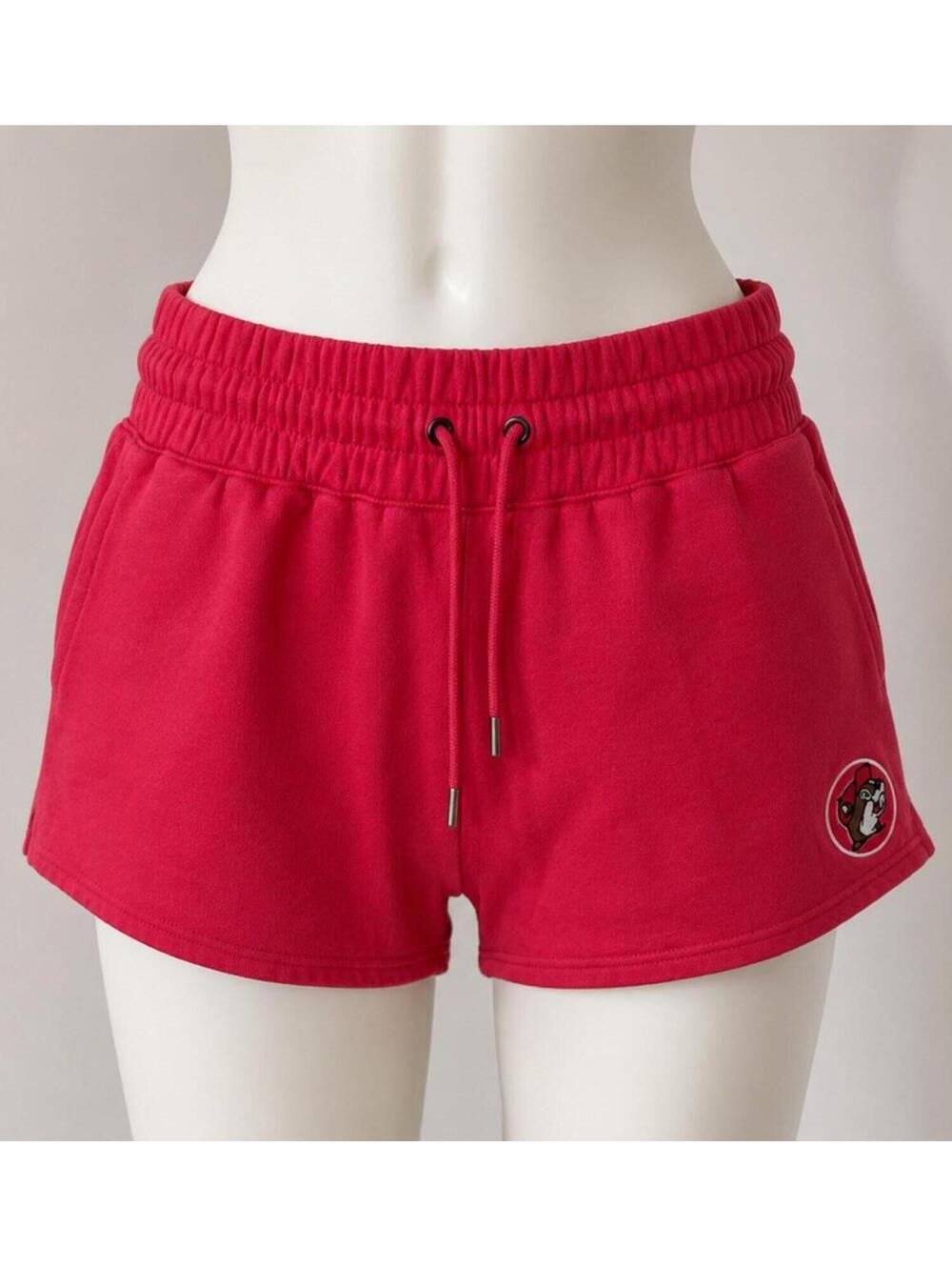 EUC Hot Pink Embroidered Buc-ee's High Waisted Sweat Shorts Size Medium